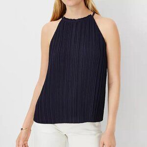 NWT Ann Taylor Navy Sleeveless Pleated Women's Top
